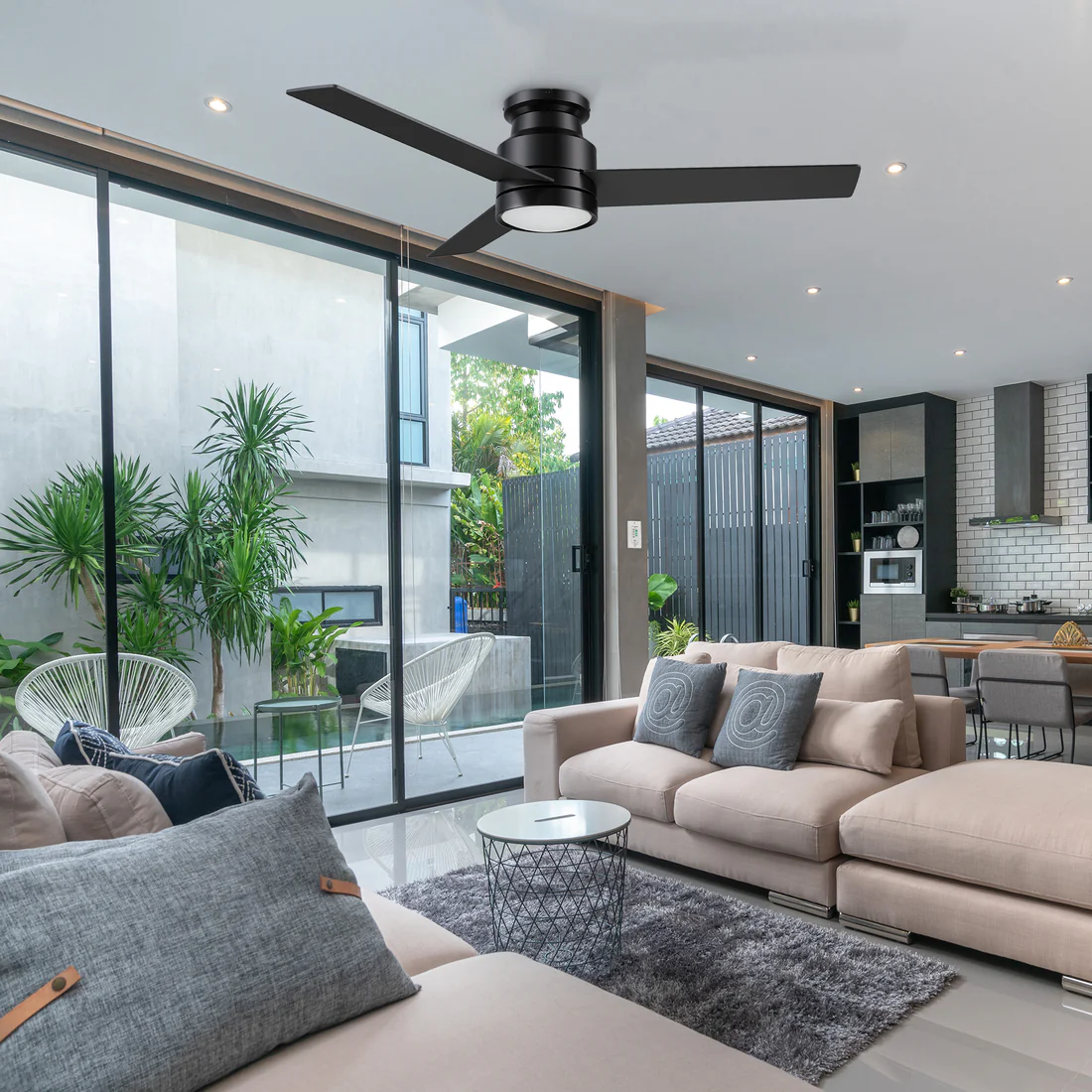Modern Black Fan with Light for Stylish Spaces 